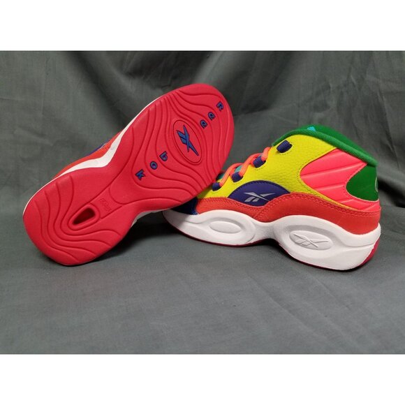 Reebok Kids Question Mid Sneakers Leather Multi-Colors Size 1.5 NEW IN BOX! - Picture 2 of 11
